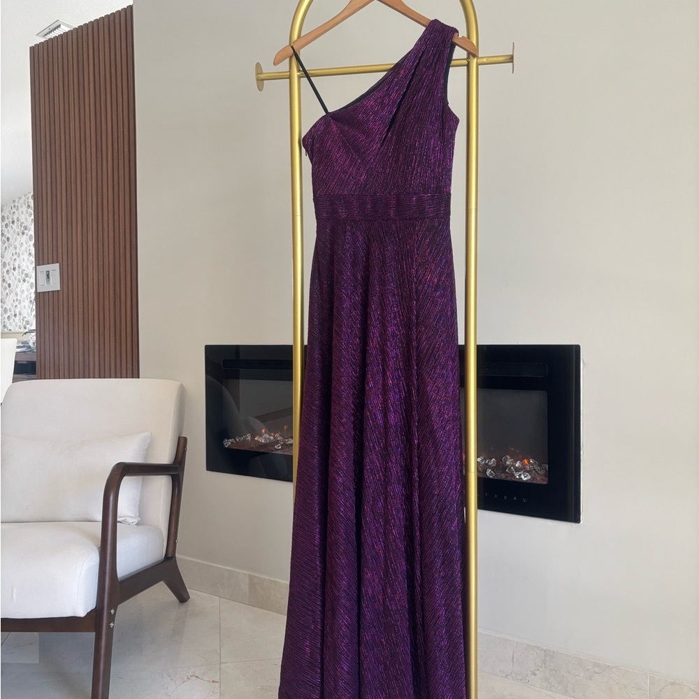 Aqua One-Shoulder Dress in Deep Purple